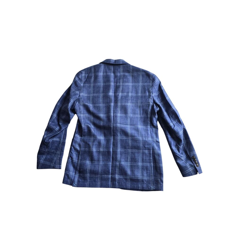 Peter Millar Collection Wool Silk Linen Sport Coat Blazer 40R Unlined Windowpane - Picture 10 of 14